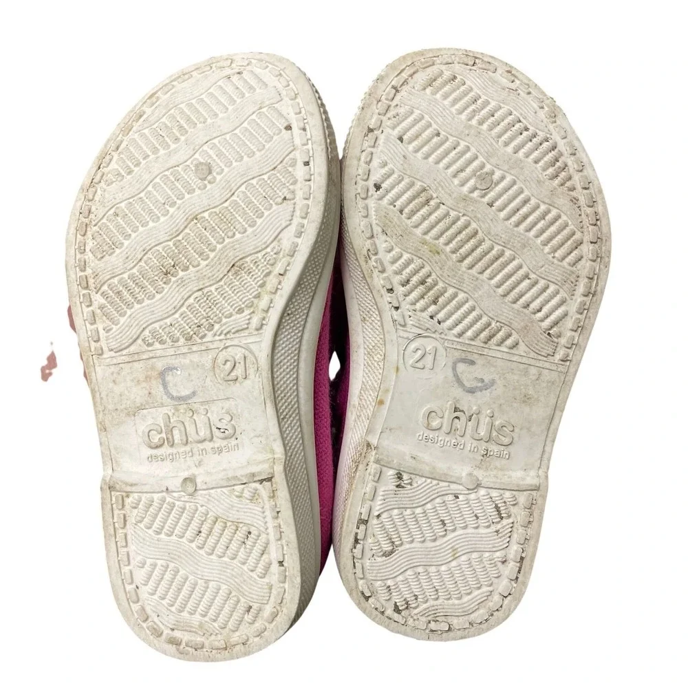 $32 Like New Chus Chris Canvas T-Strap Sneakers Pink EU 21/US 3 Organic Cotton
